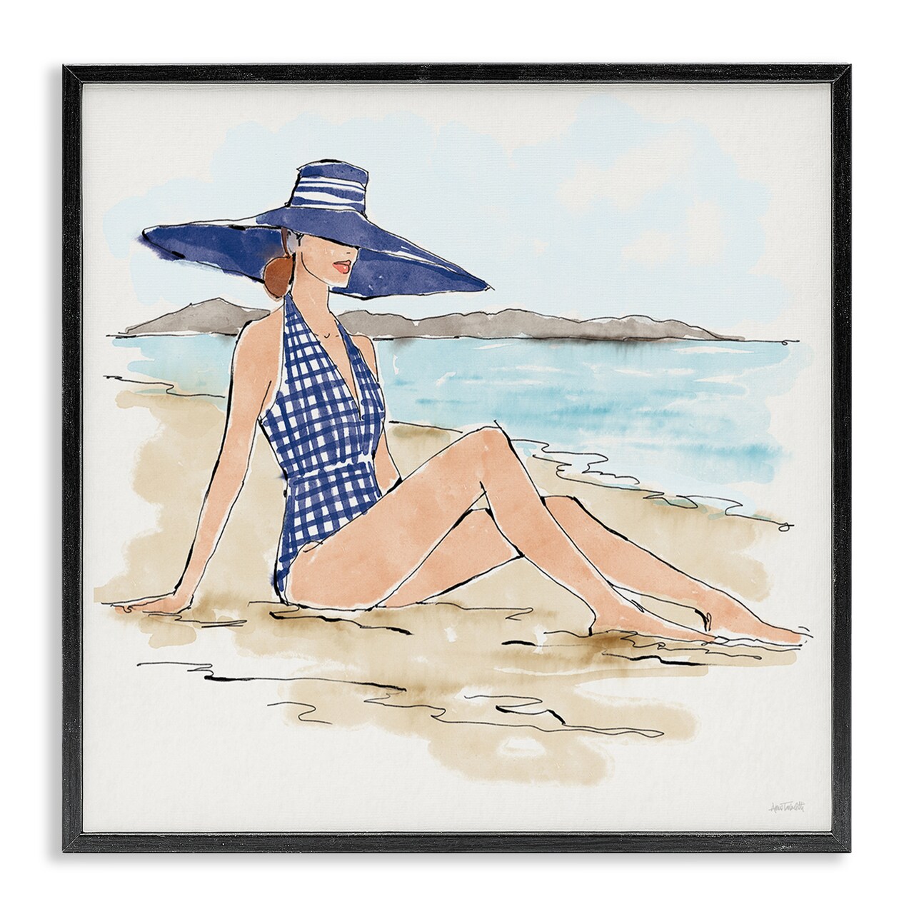 Stupell Industries Sun Bathing Beauty Framed Giclee Wall Art Design by Anne Tavoletti